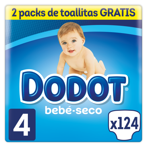 Baby Dry Windel Gr&ouml;&szlig;e 4 mit 124 Einheiten + 128 T&uuml;chern