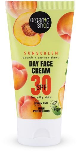 Organic Shop Sonnenschutz-Gesichts-Tagescreme mit Pfirsich LSF 30 50 ml